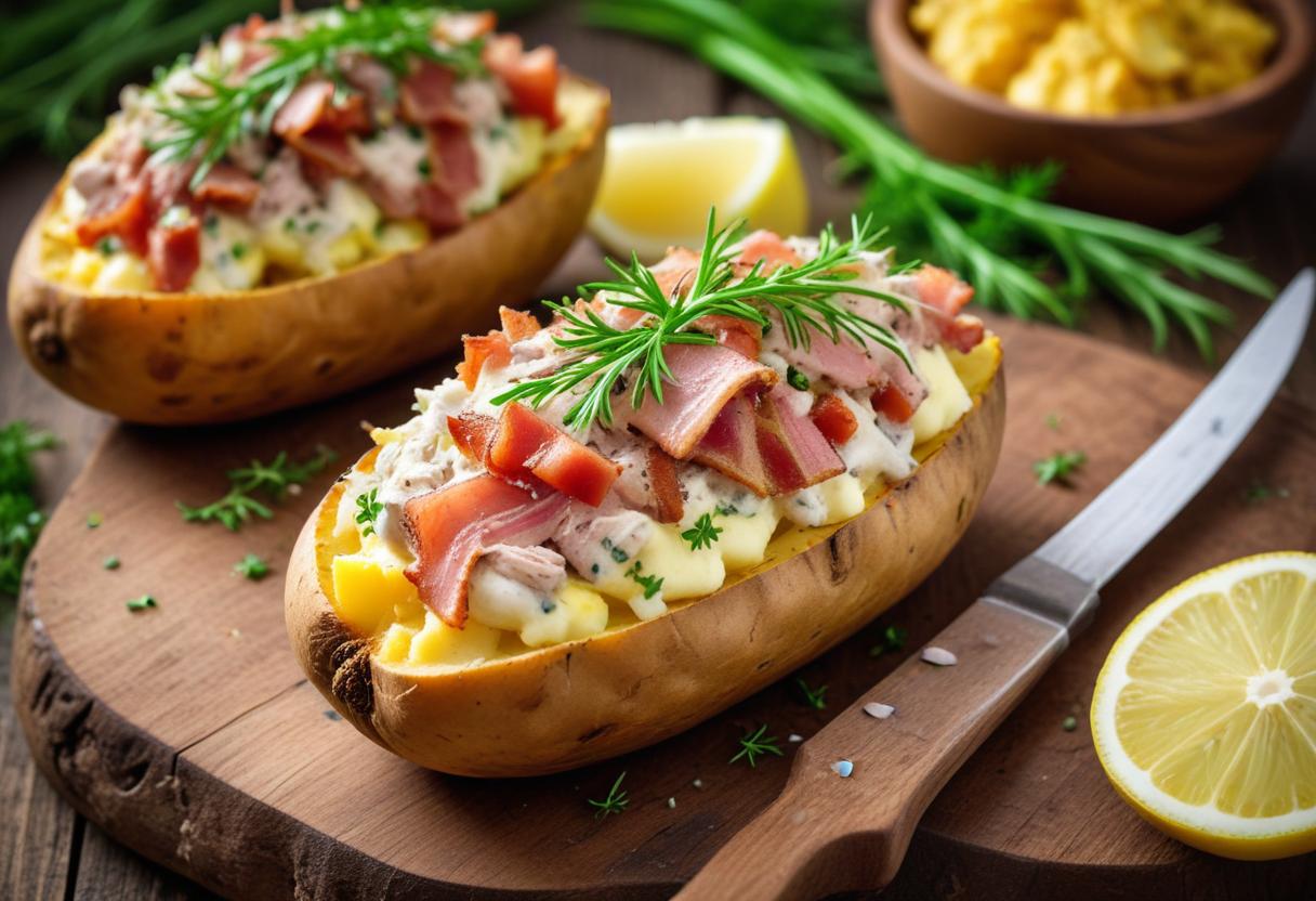 Bakad potatis fylld med kärlek och smaklökar! illustration