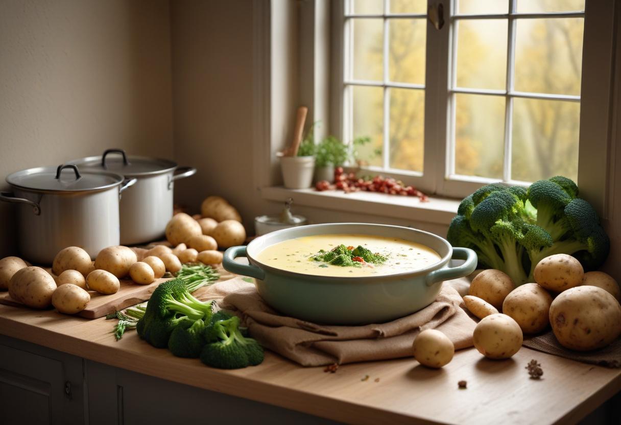 Smaklig potatis och broccolisoppa som värmer gott! illustration